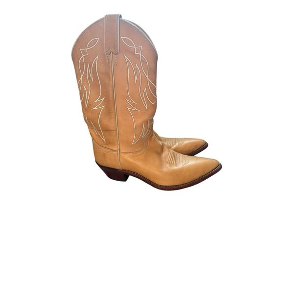 Vintage Justin Classic Cowboy Boots – Tan Leather Embroidered – Women’s 9.5B - Picture 6 of 8